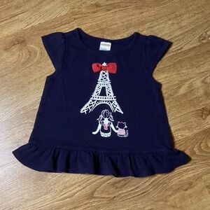 Gymboree Navy Tee with Eiffel Tower and Red Bow